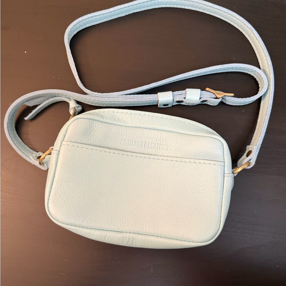 NWOT Portland Leather Aqua Crossbody Bag